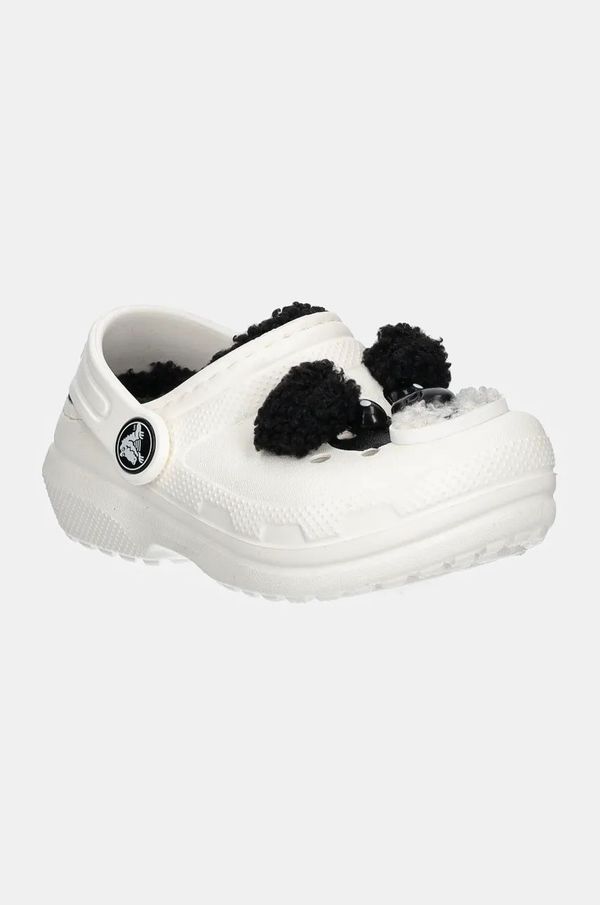 Crocs Otroški natikači Crocs CLASSIC LINED IAM PANDA BEAR CLOG bež barva, 210395