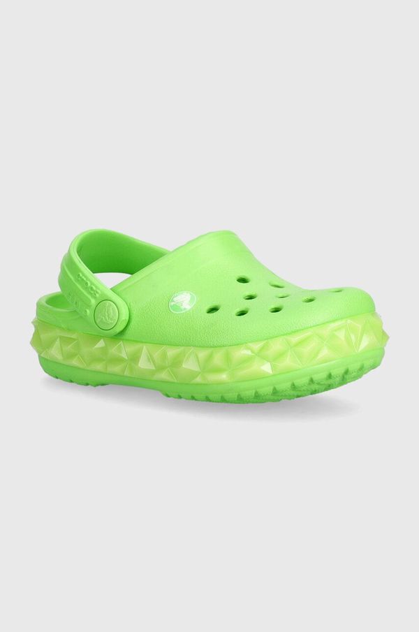 Crocs Otroški natikači Crocs Geometric Glow Band zelena barva