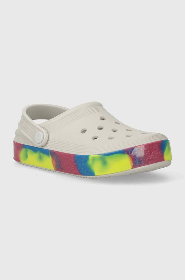 Crocs Otroški natikači Crocs OFF COURT GLITTER BAND CLOG siva barva