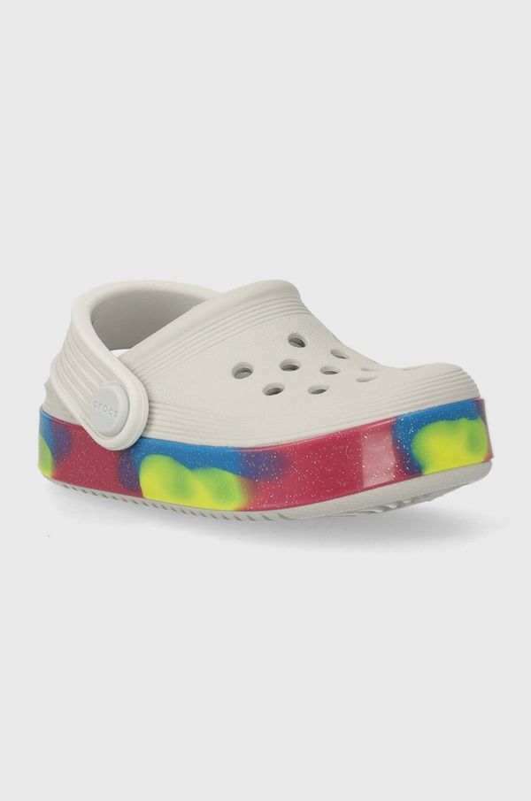 Crocs Otroški natikači Crocs OFF COURT GLITTER BAND CLOG siva barva