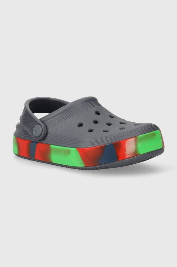 Crocs Otroški natikači Crocs OFF COURT GLOW BAND CLOG siva barva