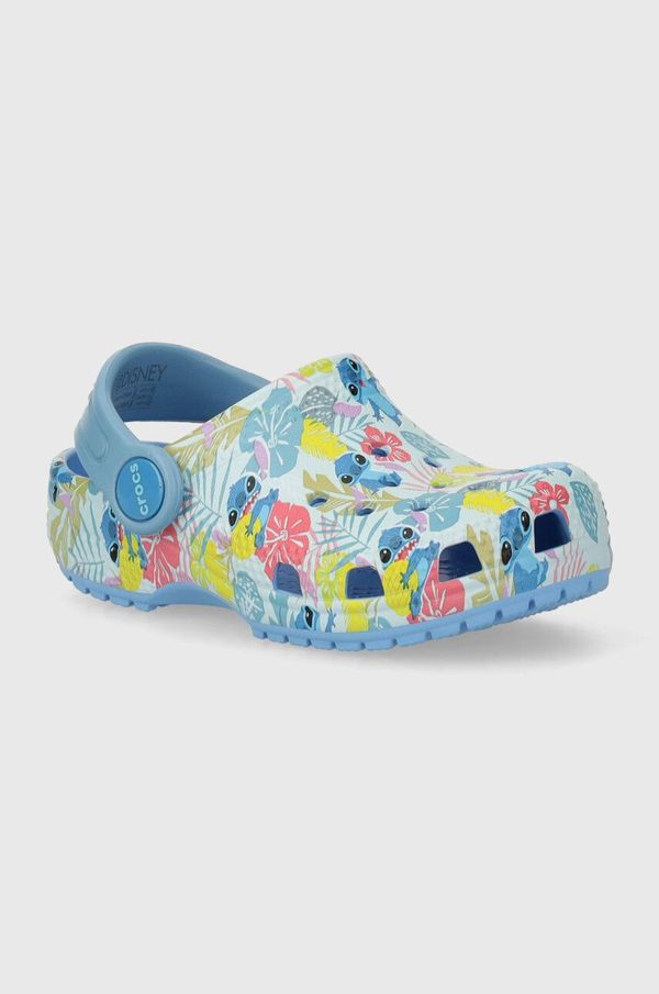 Crocs Otroški natikači Crocs STITCH CLASSIC CLOG turkizna barva