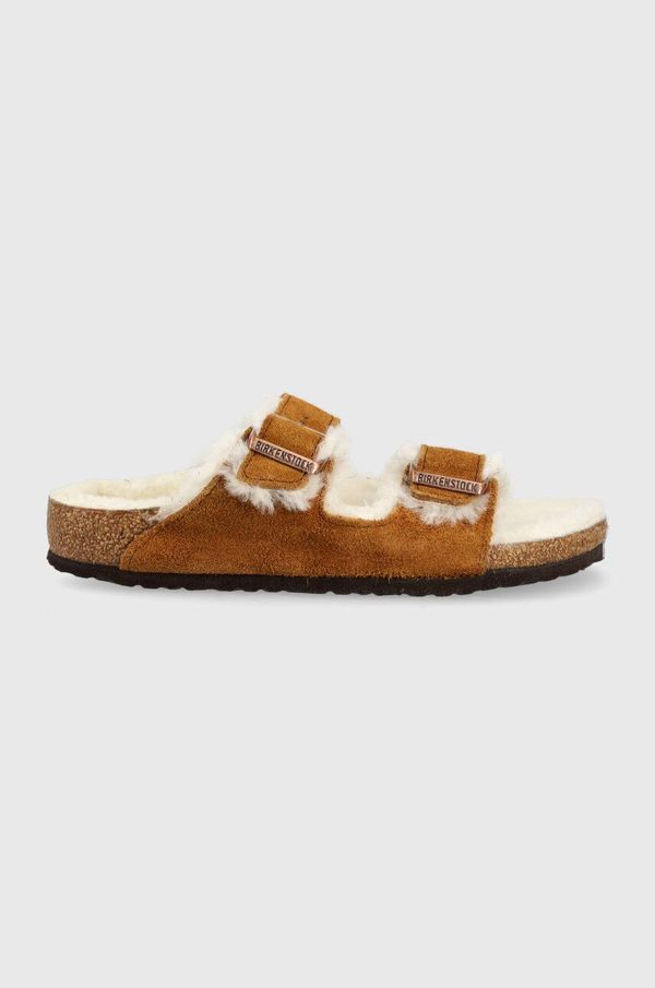 Birkenstock Otroški natikači iz semiša Birkenstock rjava barva