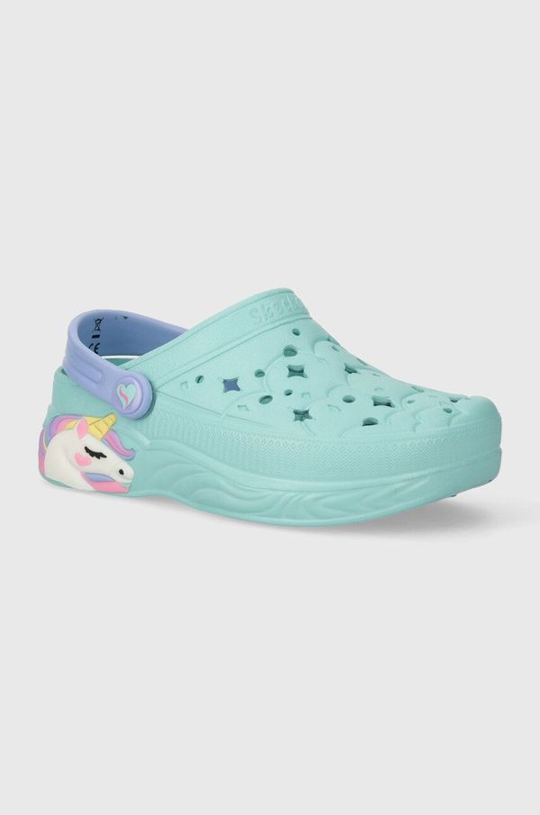 Skechers Otroški natikači Skechers UNICORN DREAMER turkizna barva