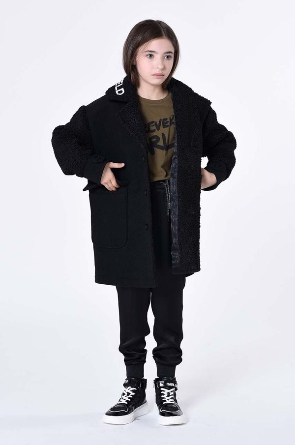 Karl Lagerfeld Otroški plašč Karl Lagerfeld črna barva
