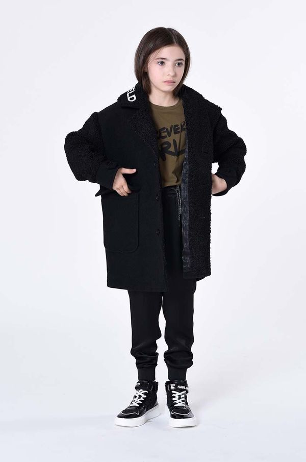 Karl Lagerfeld Otroški plašč Karl Lagerfeld črna barva
