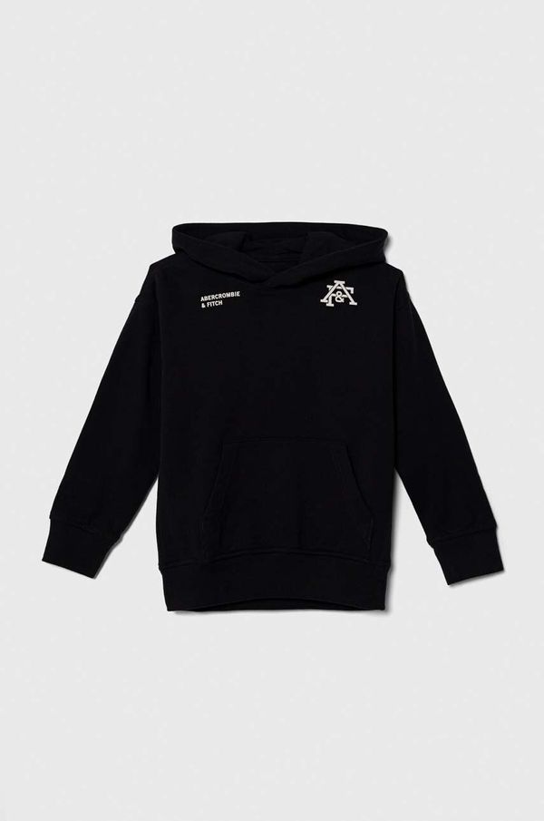 Abercrombie & Fitch Otroški pulover Abercrombie & Fitch črna barva, s kapuco