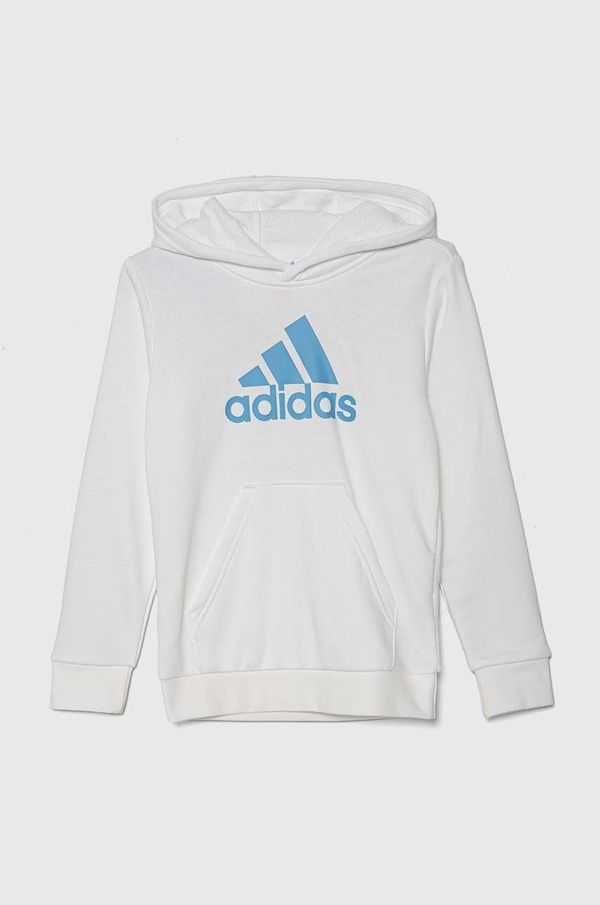 adidas Otroški pulover adidas bela barva, s kapuco