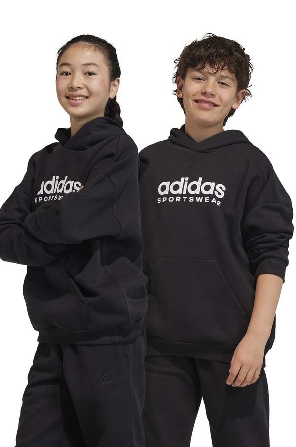 adidas Otroški pulover adidas črna barva, s kapuco