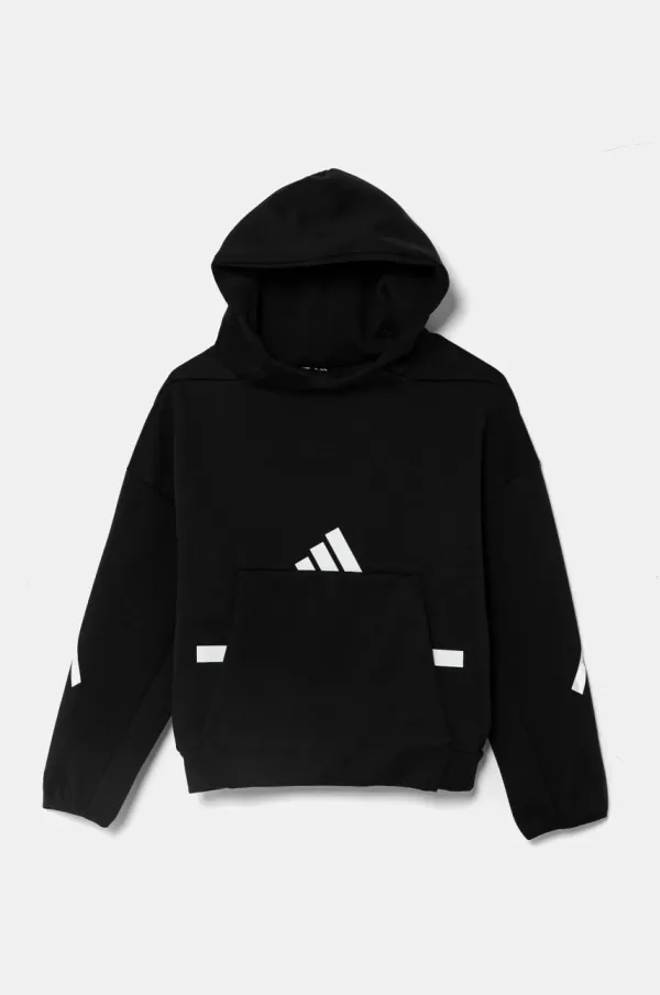 adidas Otroški pulover adidas črna barva, s kapuco, IS6916