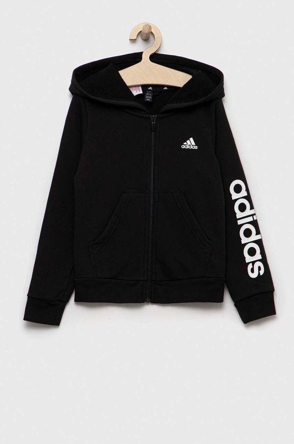 adidas Otroški pulover adidas črna barva, s kapuco