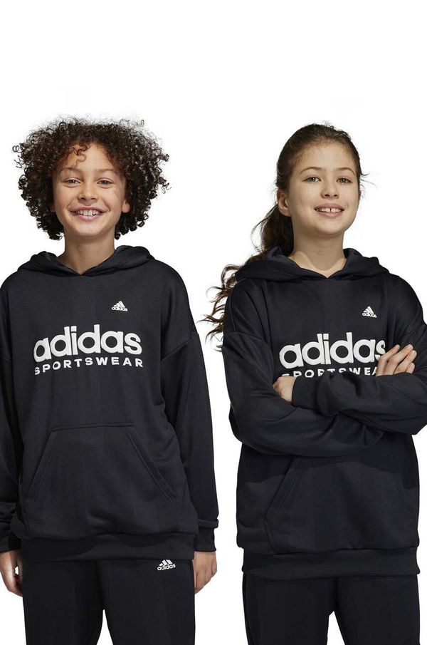 adidas Otroški pulover adidas FT črna barva, s kapuco