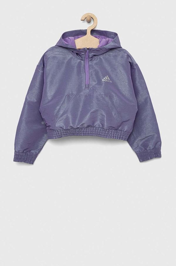 adidas Otroški pulover adidas G D WV HD HLFZP vijolična barva, s kapuco