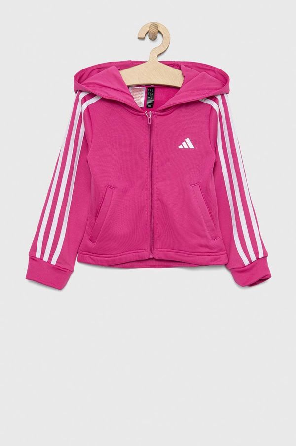 adidas Otroški pulover adidas G TR-ES 3S roza barva, s kapuco