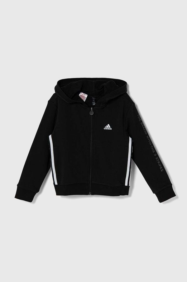 adidas Otroški pulover adidas JAM FZ HD črna barva, s kapuco, IV9452