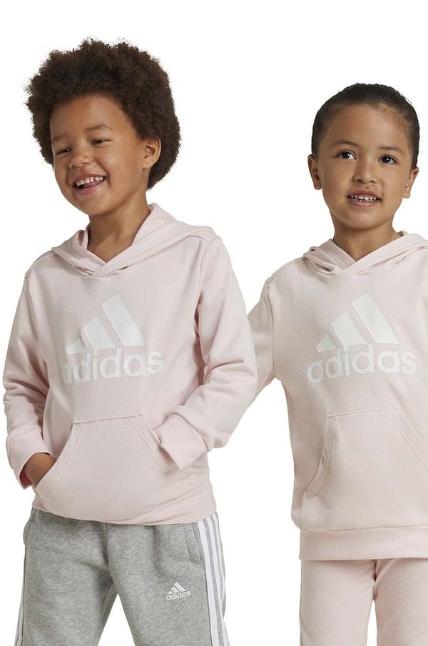 adidas Otroški pulover adidas LK BL FT HD bež barva, s kapuco, IV7442