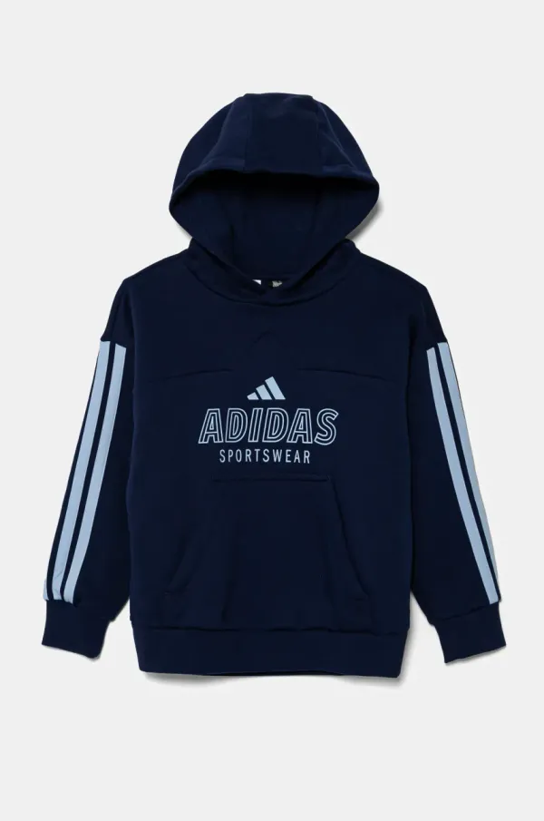 adidas Otroški pulover adidas mornarsko modra barva, s kapuco, JC8072