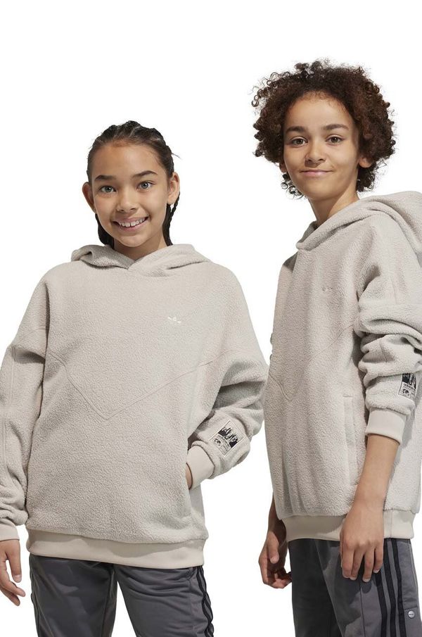adidas Originals Otroški pulover adidas Originals bež barva, s kapuco