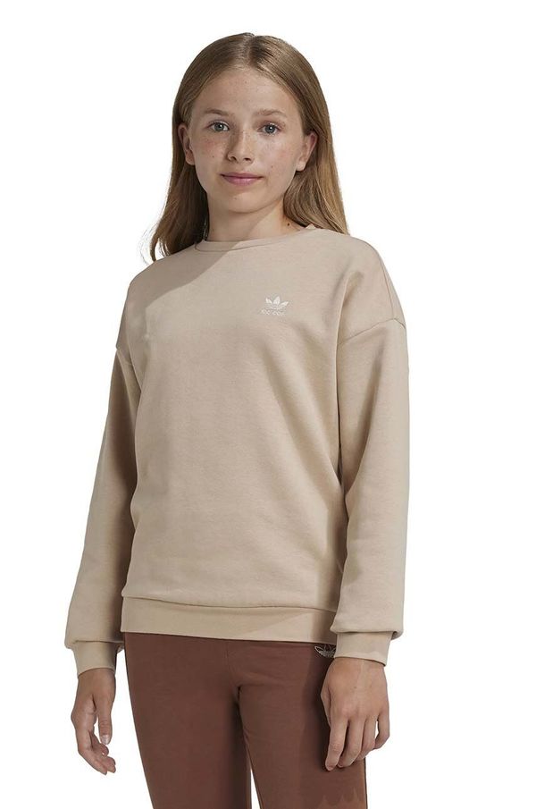 adidas Originals Otroški pulover adidas Originals BOYFRIEND CREW bež barva, IX7642