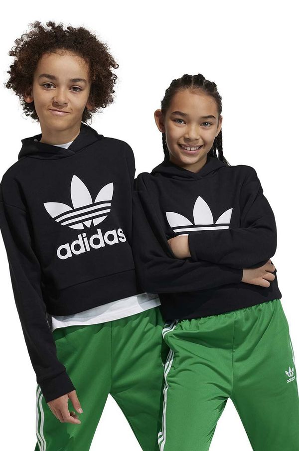 adidas Originals Otroški pulover adidas Originals črna barva, s kapuco