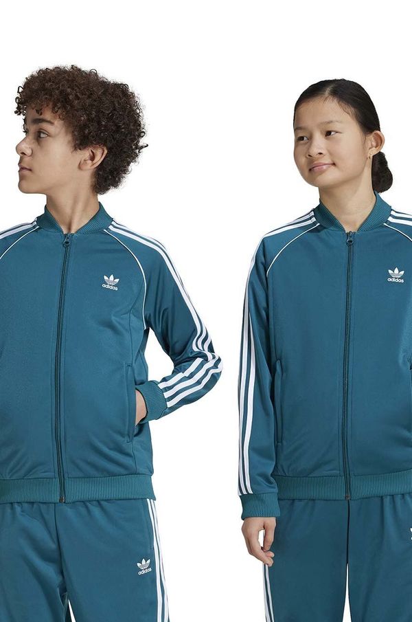 adidas Originals Otroški pulover adidas Originals SST TRACK TOP zelena barva, IY7452