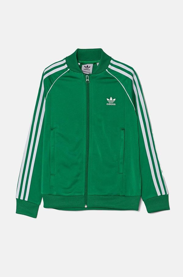 adidas Originals Otroški pulover adidas Originals SST TRACK TOP zelena barva, IY7458