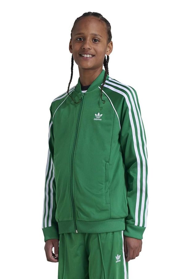 adidas Originals Otroški pulover adidas Originals SST TRACK TOP zelena barva, IY7458