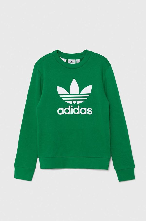 adidas Originals Otroški pulover adidas Originals TREFOIL CREW zelena barva, IY7439