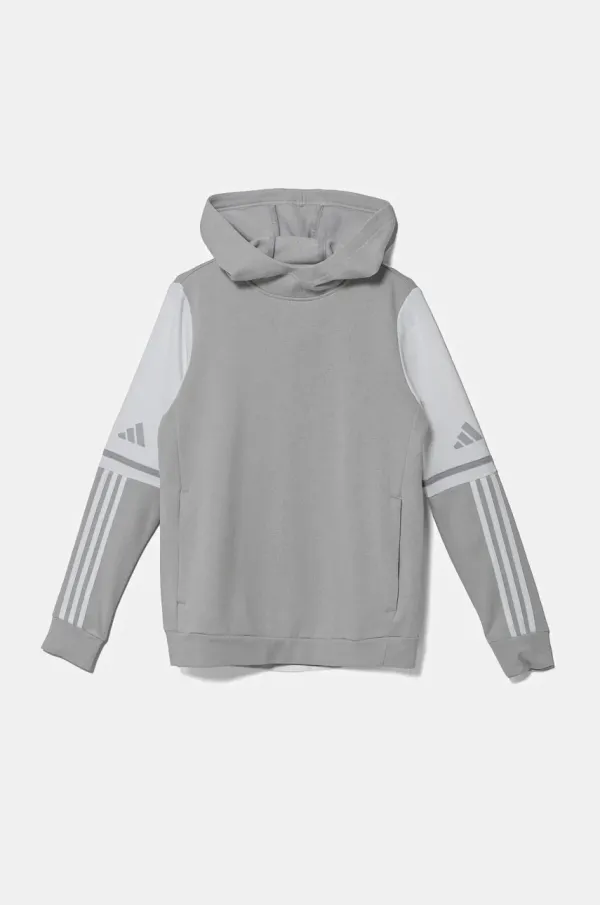 adidas Performance Otroški pulover adidas Performance siva barva, s kapuco, JD4808