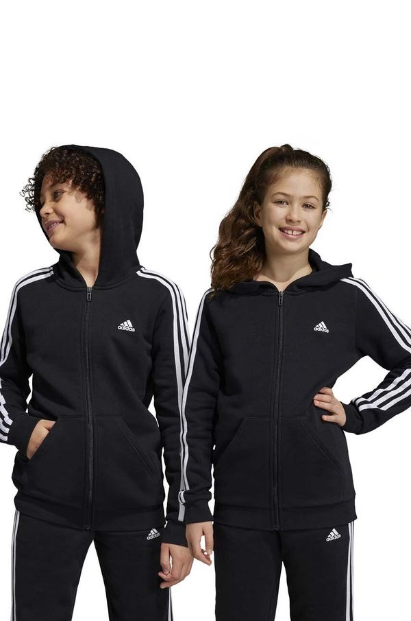 adidas Otroški pulover adidas U 3S FL FZ črna barva, s kapuco
