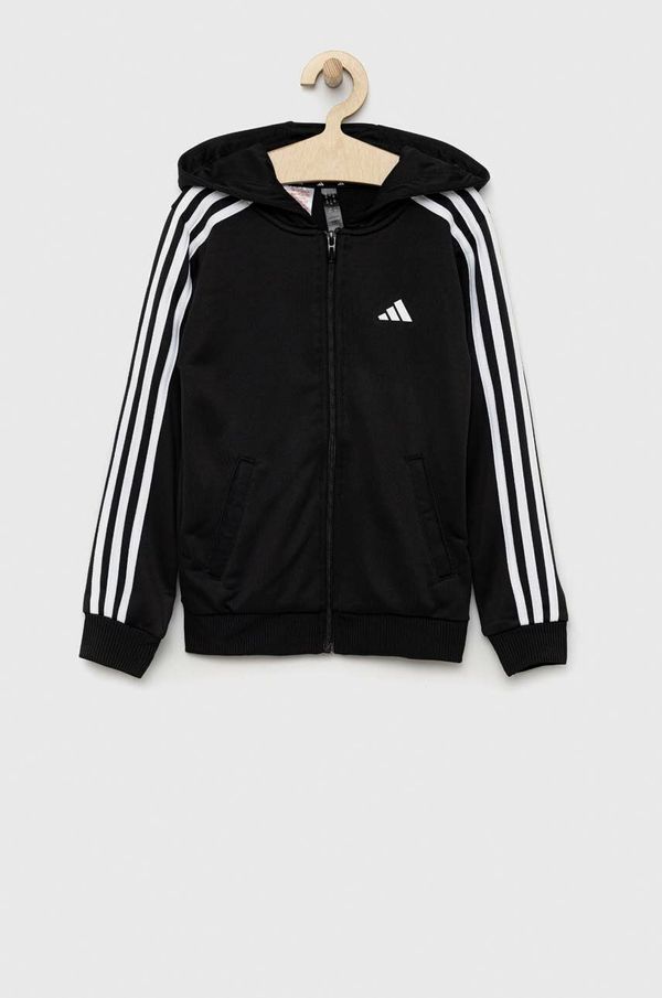 adidas Otroški pulover adidas U TR-ES 3S črna barva, s kapuco