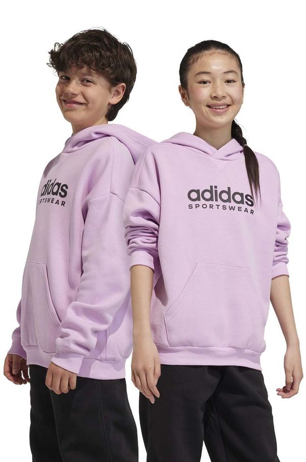 adidas Otroški pulover adidas vijolična barva, s kapuco