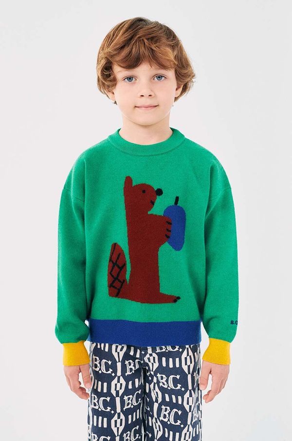 Bobo Choses Otroški pulover Bobo Choses Hungry Squirrel zelena barva, 224AC117