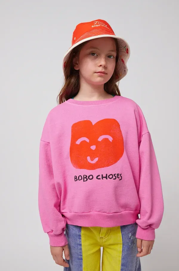 Bobo Choses Otroški pulover Bobo Choses Joyful Face roza barva, 125AC033