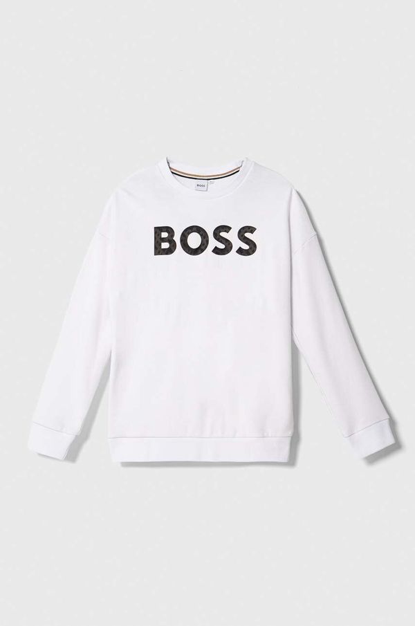 Boss Otroški pulover BOSS bela barva