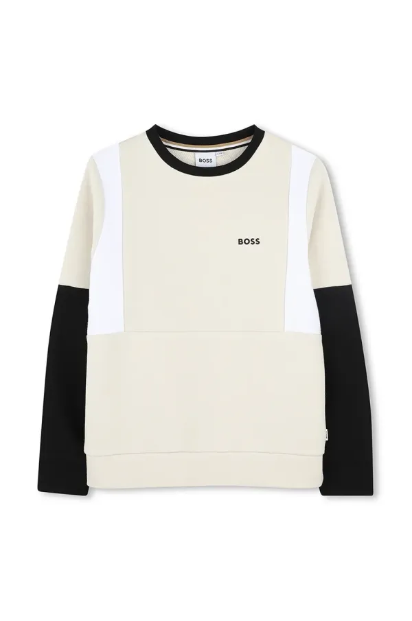 BOSS Otroški pulover BOSS bež barva, J52026