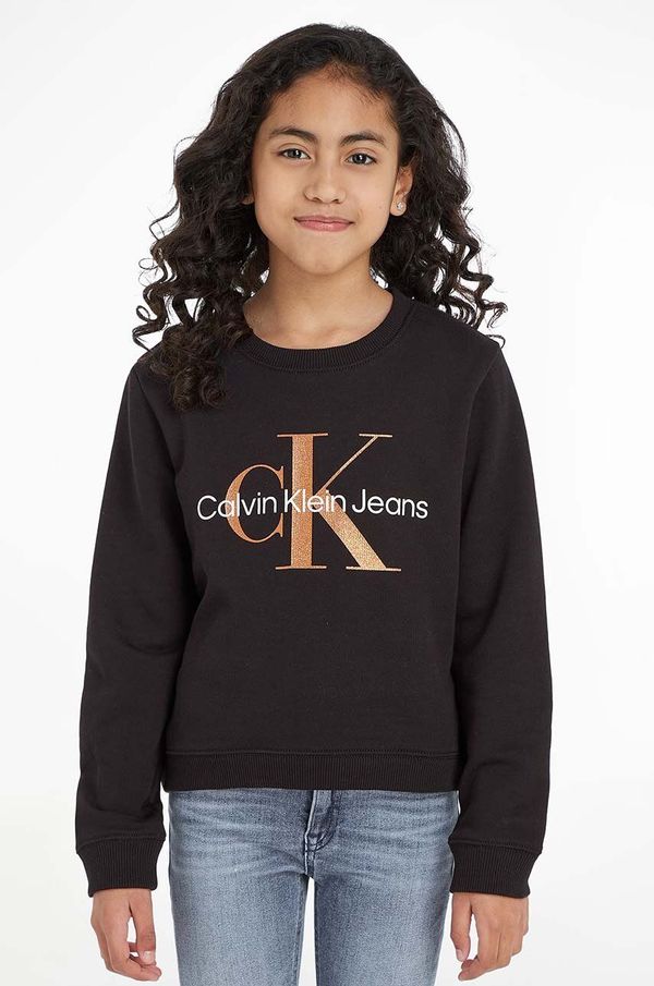Calvin Klein Jeans Otroški pulover Calvin Klein Jeans črna barva