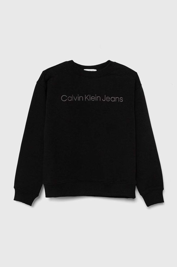 Calvin Klein Jeans Otroški pulover Calvin Klein Jeans črna barva
