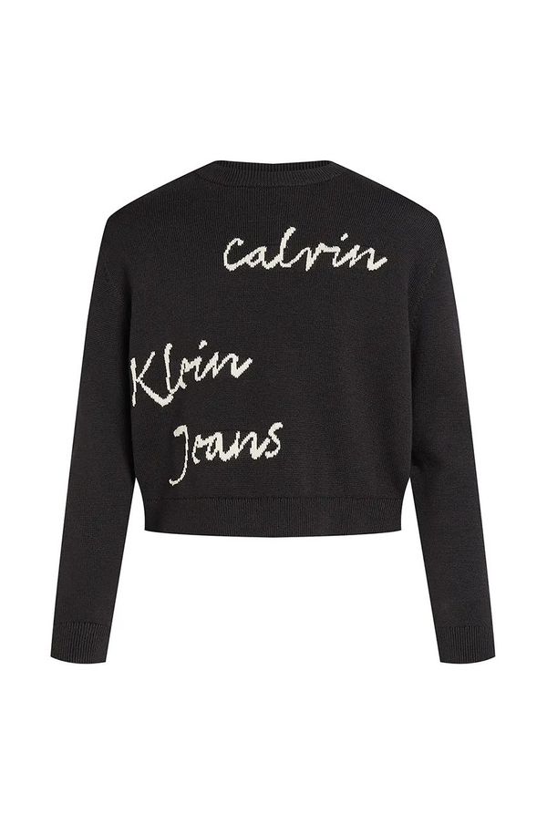 Calvin Klein Jeans Otroški pulover Calvin Klein Jeans črna barva, IG0IG02789