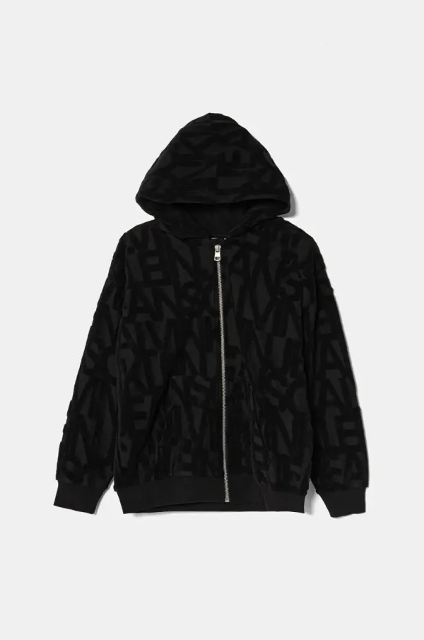 Calvin Klein Jeans Otroški pulover Calvin Klein Jeans črna barva, s kapuco, IB0IB02461