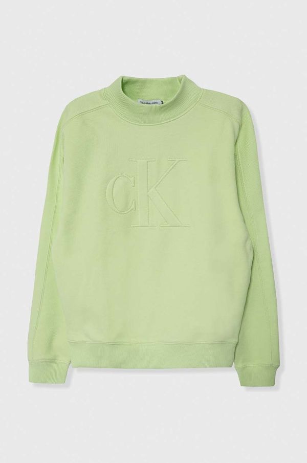 Calvin Klein Jeans Otroški pulover Calvin Klein Jeans zelena barva