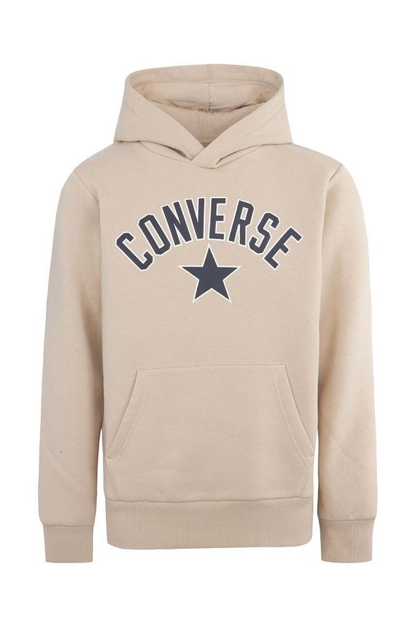 Converse Otroški pulover Converse bež barva, s kapuco, 9CG176