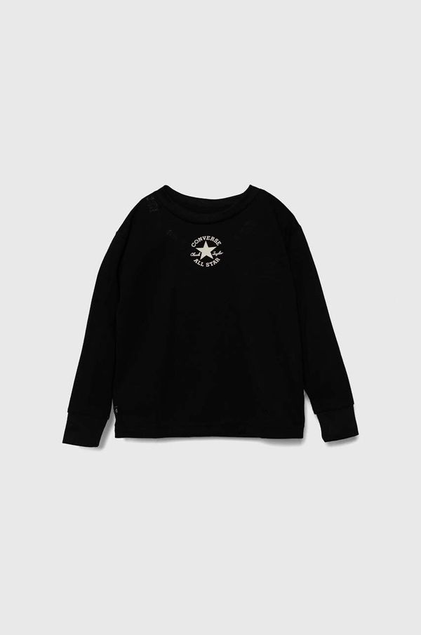 Converse Otroški pulover Converse črna barva