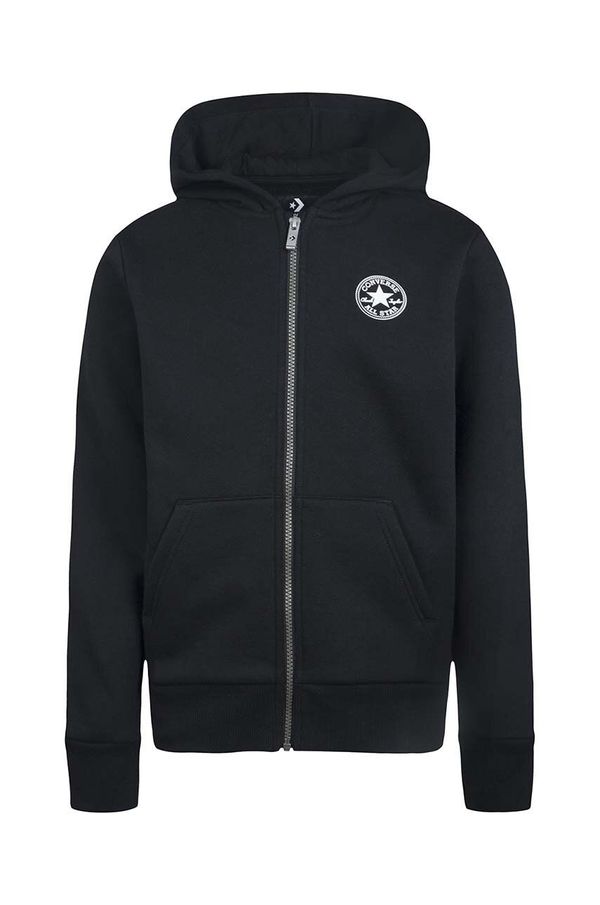 Converse Otroški pulover Converse črna barva, s kapuco