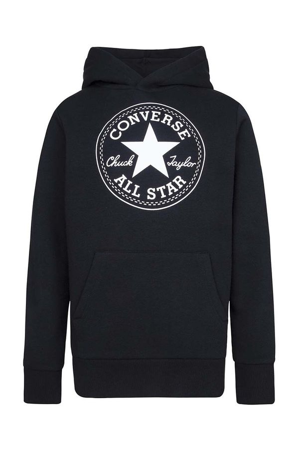 Converse Otroški pulover Converse črna barva, s kapuco