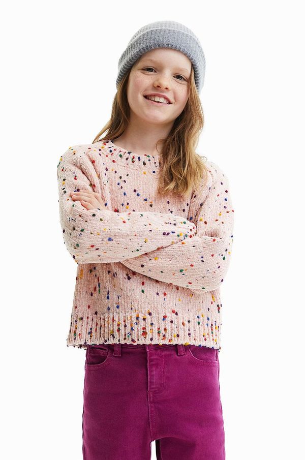 Desigual Otroški pulover Desigual roza barva