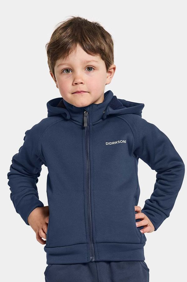 Didriksons Otroški pulover Didriksons CORIN KIDS FULLZIP mornarsko modra barva, s kapuco