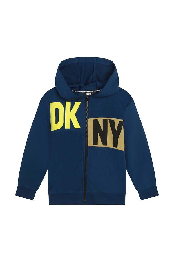 DKNY Otroški pulover Dkny mornarsko modra barva, s kapuco
