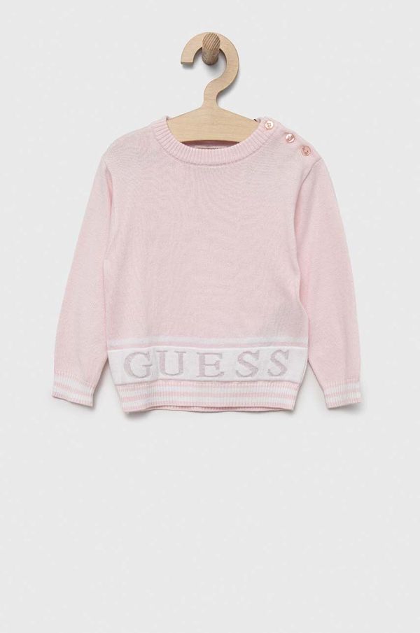 Guess Otroški pulover Guess roza barva