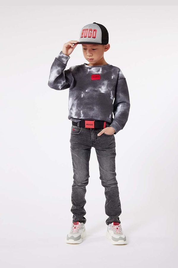 Hugo Otroški pulover HUGO siva barva